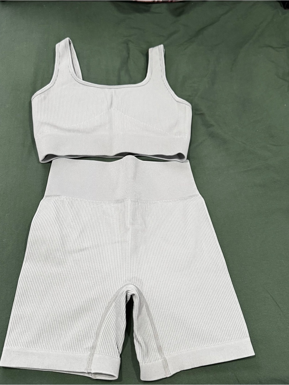 Two piece outfit for women’s ribbed crop top tank high waist seamless shorts